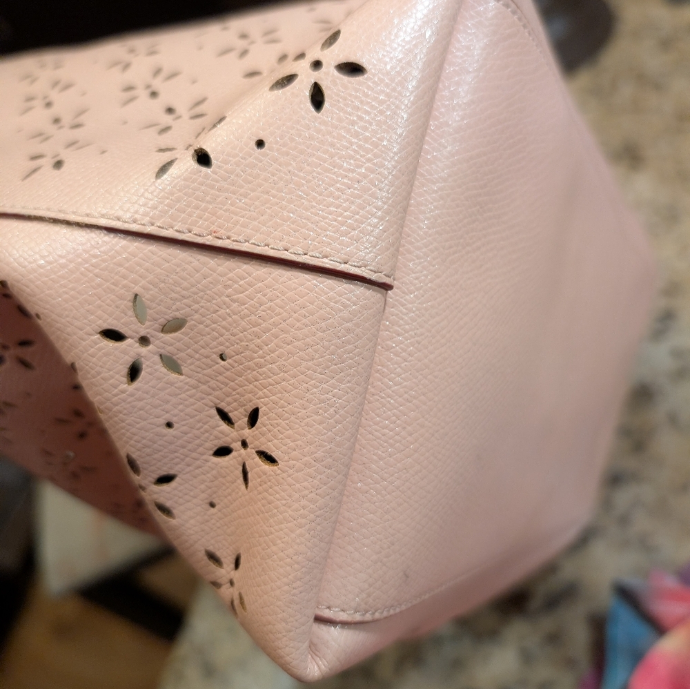 Coach sparkly Light Pink Laser Cut Floral Cutout City Tote and Wallet - Picture 12 of 14